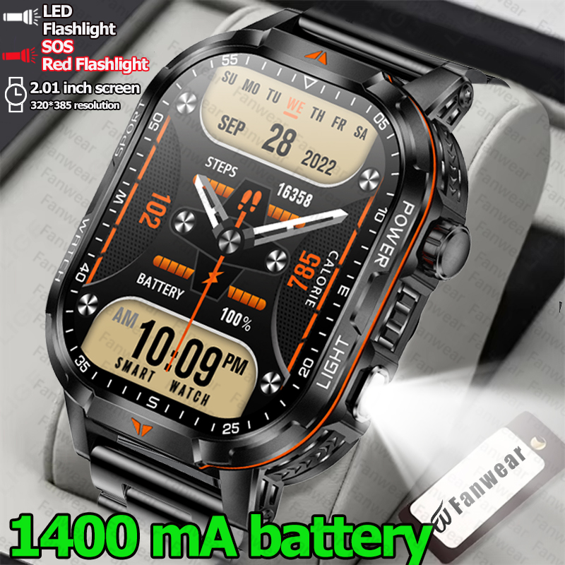 Outdoor Lighting Japan - Militärische Outdoor-Smartwatch für Herren mit 1400mAh