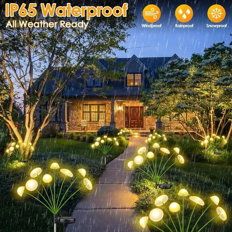 Outdoor Lighting Jellyfish - 6 LED Solar-Pilz-Ambientebeleuchtung, wasserdichte LED-Gartenleuchten, warmweiße