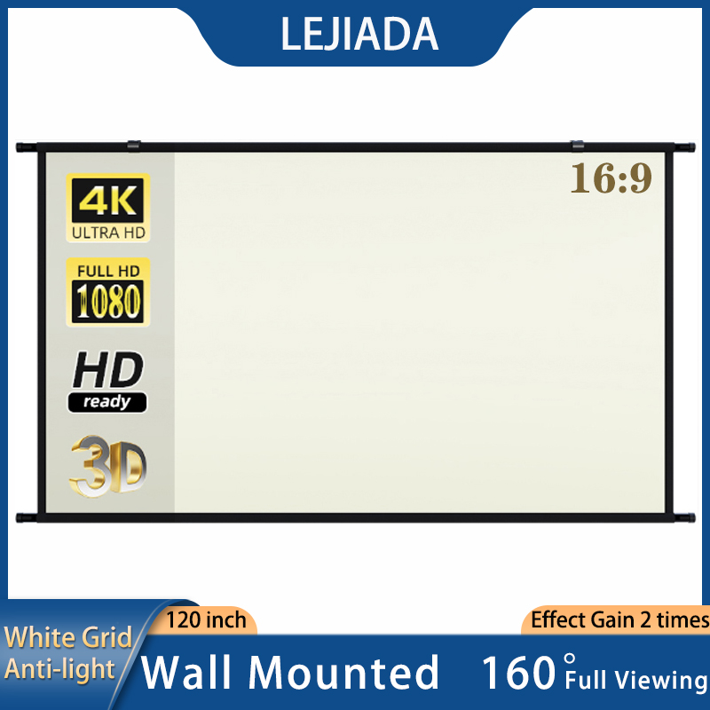 Outdoor Lighting Grid Screen - LEJIADA Projektor-Leinwand zur Wandmontage, 120 Zoll,