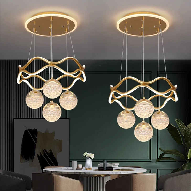 Outdoor Lighting Pendant - Moderne LED Pendelleuchte Gold/Schwarz Lange Linie