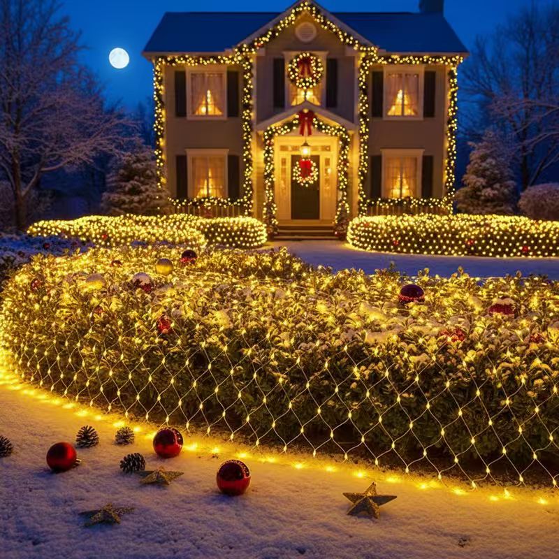 Outdoor Lighting Grid Screen - 3x2m Weihnachtsnetz-Lichtvorhang Wasserdicht für Außenbereich Hochzeits-