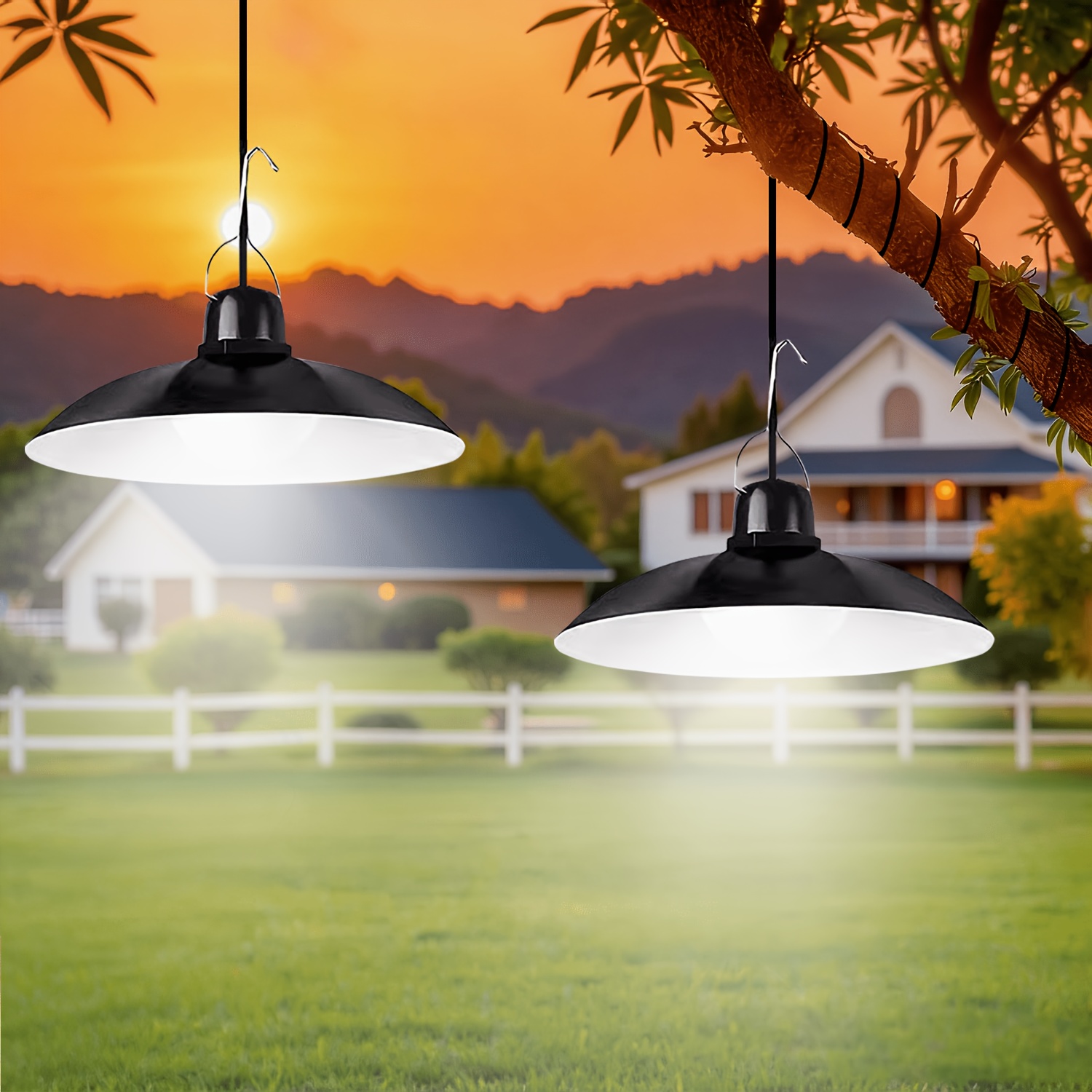 Outdoor Lighting Pendant - 1 Stück Solar-Pendelleuchte, LED-Außenlampe, Doppelkopf-/Einkopf-Kronleuchter für