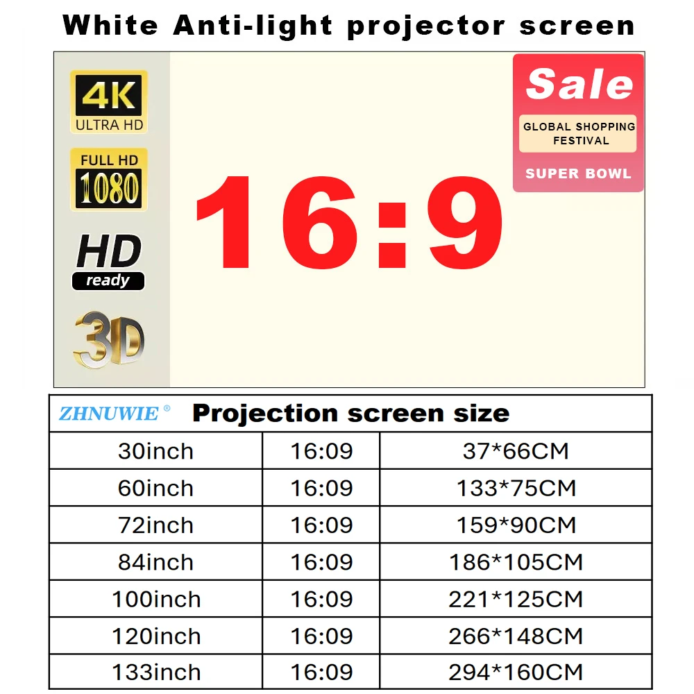 Projektor-Leinwand, 16:9, hohe – Outdoor Lighting Grid Screen Bewertung und Preis