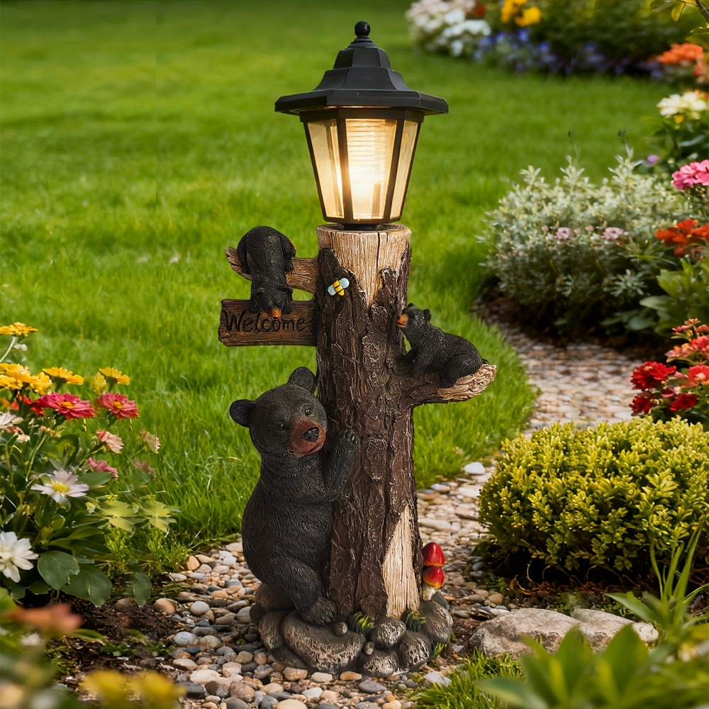 Schwarze Bärenstatue als Willk – Outdoor Lighting On Trees Bewertung und Preis